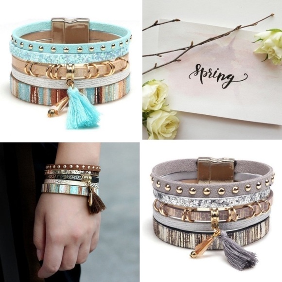 Beautiful Leather Layered Magnetic Bracelets - Picture 1 of 4